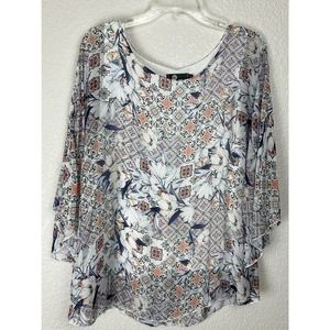 M Made in Italy Floral and Geometric Print Blouse